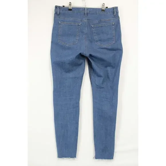 For The Republic Two Tone Denim Ankle Jeans Raw Hem Women 10 / 29 Blue Pants - Picture 2 of 10